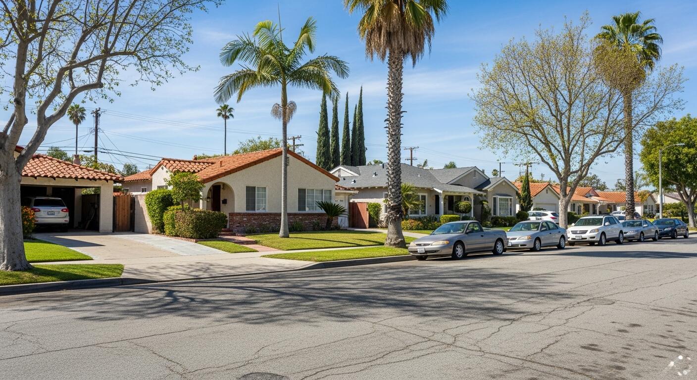 Residential neighborhood street in Van Nuys, California